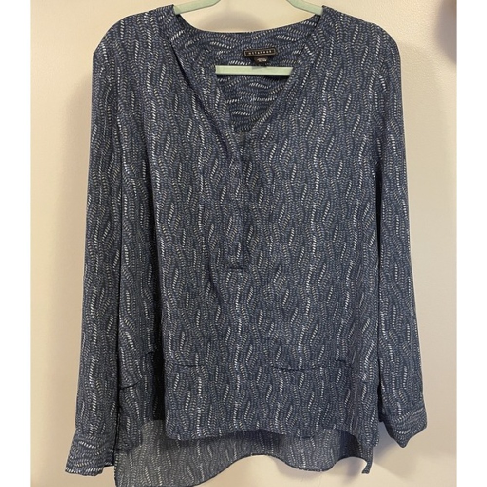 Metaphor Long Sleeve Blouse Women's XL Blue Colorful Pattern Casual Formal Wear